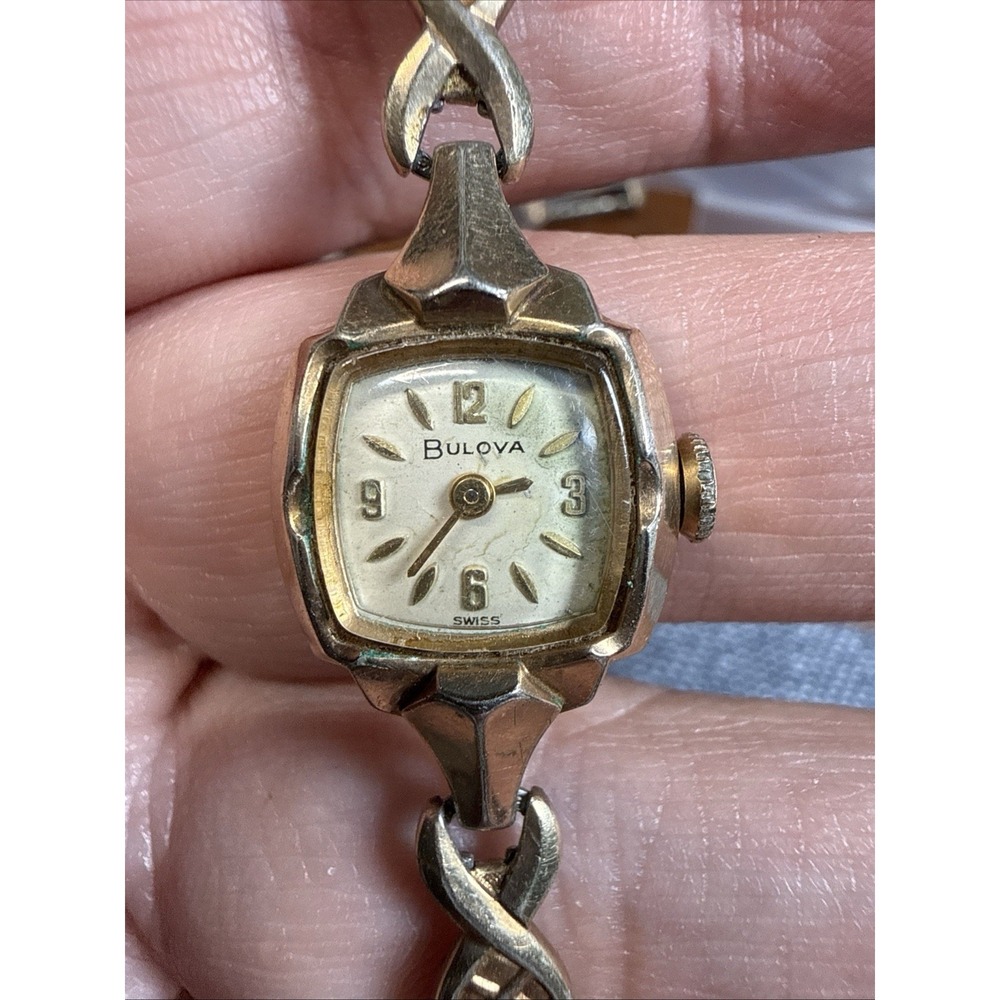 Vintage 1950's Bulova Women's Mechanical Wind Cocktail Watch 10k Gf Case